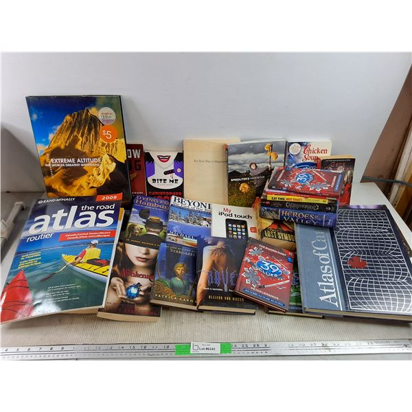 Assorted Books - Atlas of Canada, Patrick Carman, Christopher Moore