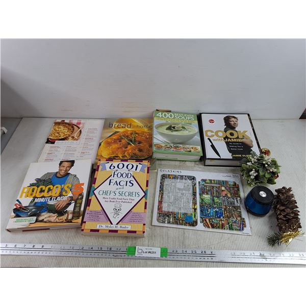Assorted Cookbooks, HMDX Jam Wireless Speaker - As Is, Ornaments