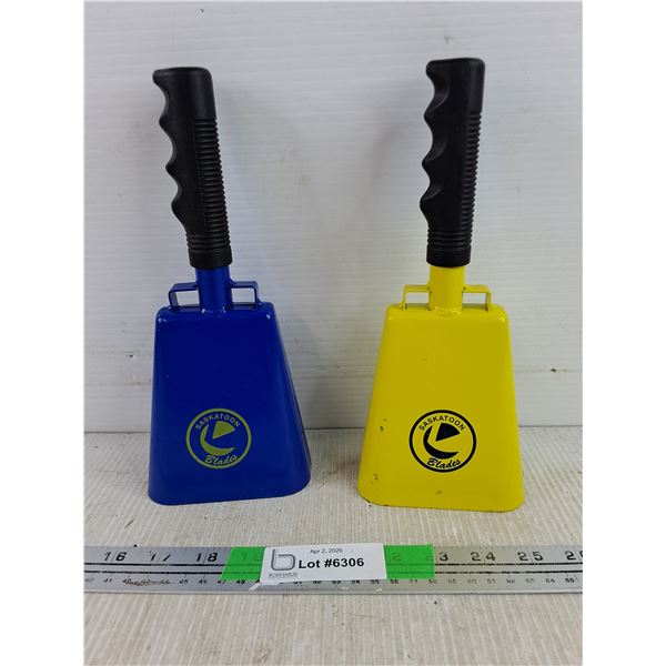 (2) Saskatoon Blades Souvenir Cow Bells