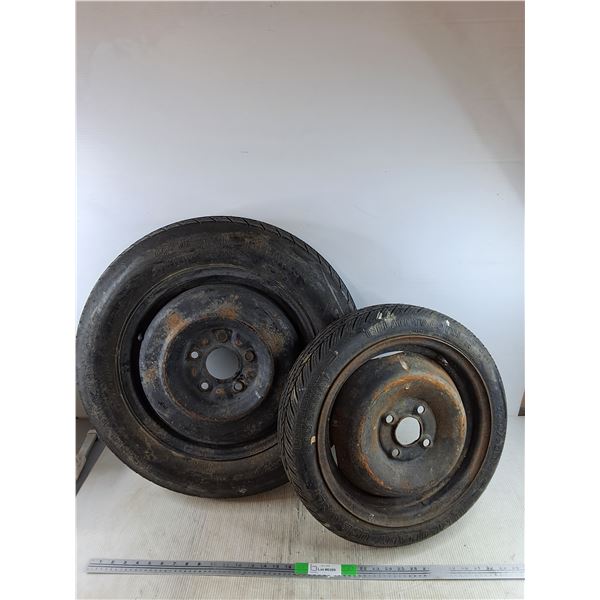 (2) Spare Wheels - T145/90D16, T115/70D14 - PICK UP ONLY