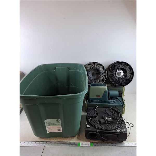 Storage Container, Argus Projector - Powers On, As Is, Kodak Carousel Projector, Slide Trays - PU