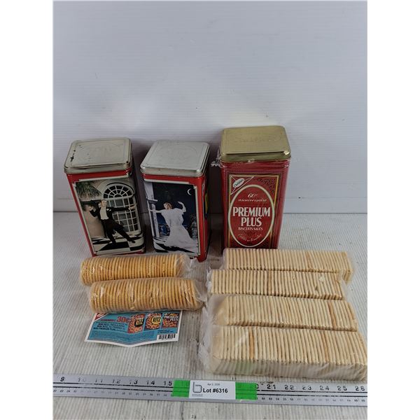 Ritz Special Edition Fred Astaire Ginger Rogers Tins, Christie's Crackers Tin w/ Biscuits