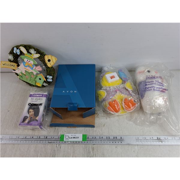 Conair Hair Volume Builder, Easter Wreath, Avon Easter Decor & Scented Lamb