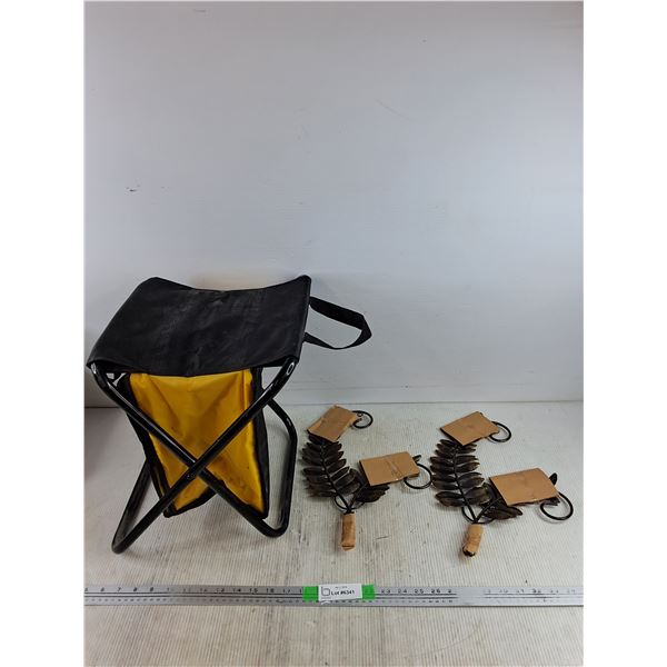 (2) Avon Branch Wall Sconce, Folding Stool w/Storage Section 14" x 11" x 13"