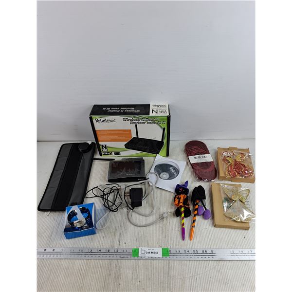 Retail Plus Wireless N Router, Avon Angel Ornaments, Avon Quartz Watch, Halloween Pens, Misc - As Is