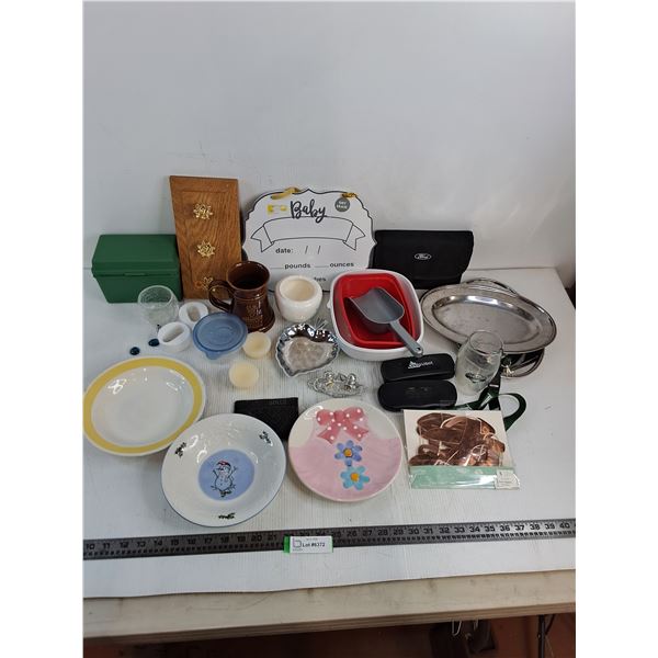 Platters, Plates, Candle Holders, Containers, Fancy Lettering, Misc.