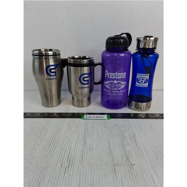 (4) Travel Mugs & Bottles