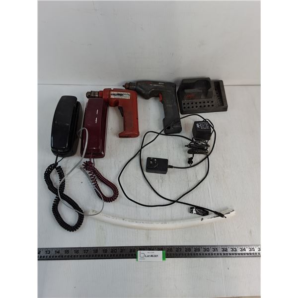 (2) Land Line Telephones, (2) Cordless Drills (Makita & Skil w/Charger) - All Untested, As is