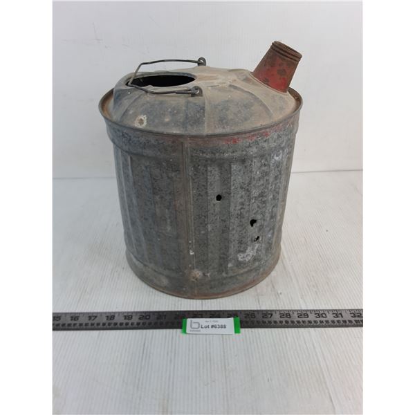 Vintage Galvanized Steel Gas Can - Damaged, As is - Pickup only