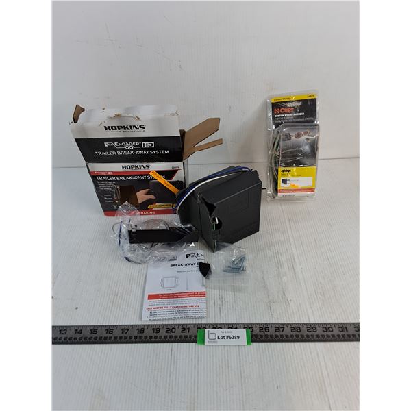 Hopkins New But Damaged Trailer Break-Away System, Curt Wiring Harness - Both As is