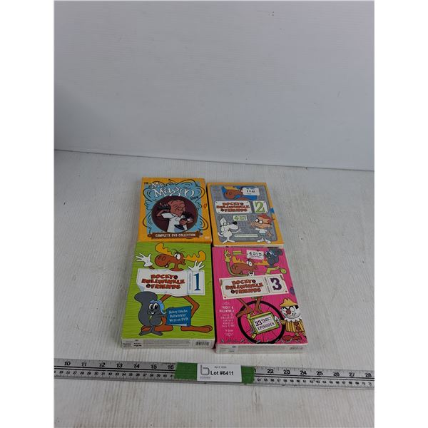 (3) Rocky Bullwinkle DVD Series, (1) Mr.Magoo Complete DVD Collection