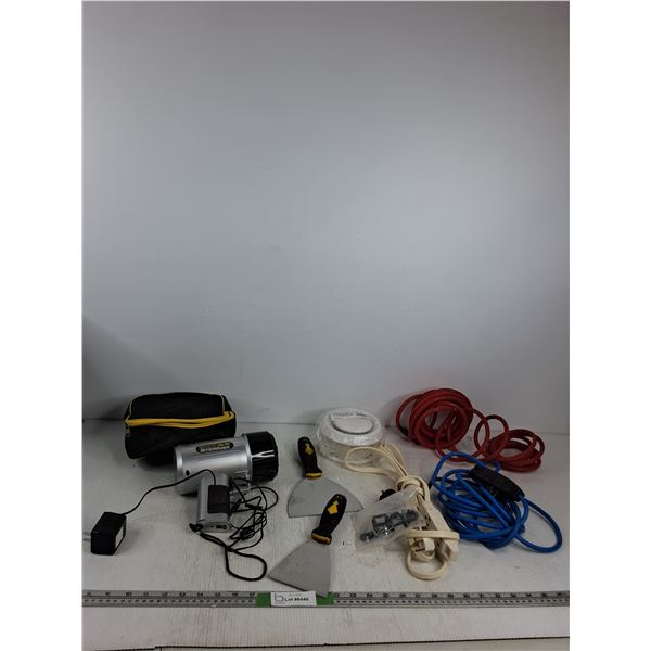Cordless Rechargeable Spotlight, Extension Cords, Adjustable Air Diffuser, Misc
