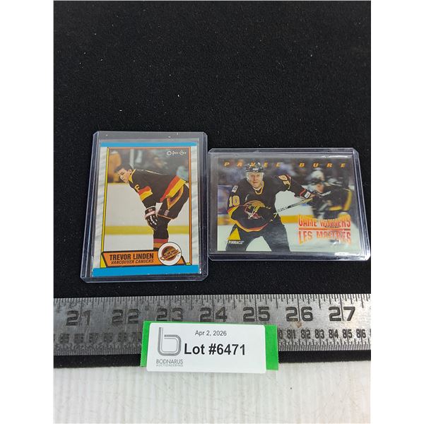 (2) Vancouver Canucks NHL Rookie Cards (OPC Trevor Linden & Pinnacle Pavel Bure) - Unauthenticated