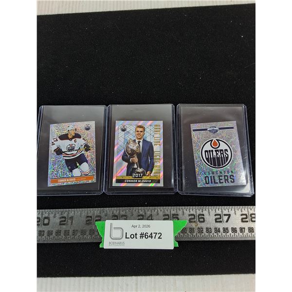 (3) Panini/Topps Silver Foil Connor McDavid Sticker Cards - Unauthenticated