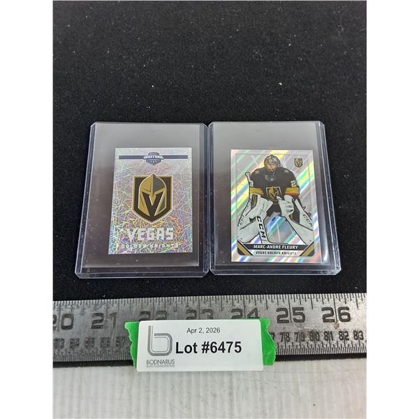 (2) Panini/Topps Vegas Golden Knights/Marc-Andre Fleury Silver Foil Sticker Cards - Unauthenticated