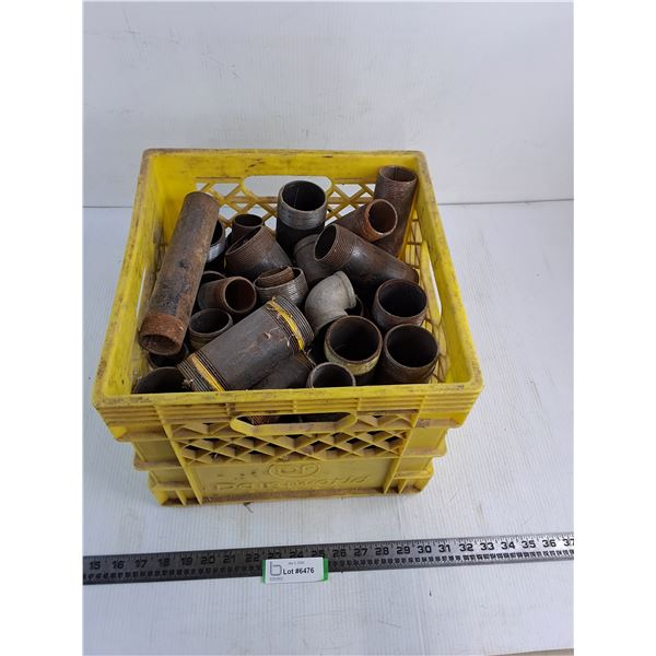 Milk Crate Full of Assorted Metal Pipe - Cannot Ship