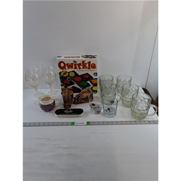 Assorted - Glassware / Board Game (Qwirkle) / Misc. - PICK UP