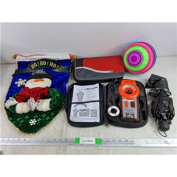 Hanging Christmas Wall Decor, Black & Decker Laser Level - As Is, CD Organizer, Umbrella, Beach Ball