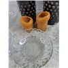 Image 4 : Glass Bowls, (2)  Vases, (2) Candles, Glass Planter