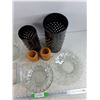 Image 7 : Glass Bowls, (2)  Vases, (2) Candles, Glass Planter