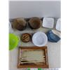 Image 7 : Ceramic Bowls, Plastic Strainer,  Ceramic Serving Plate