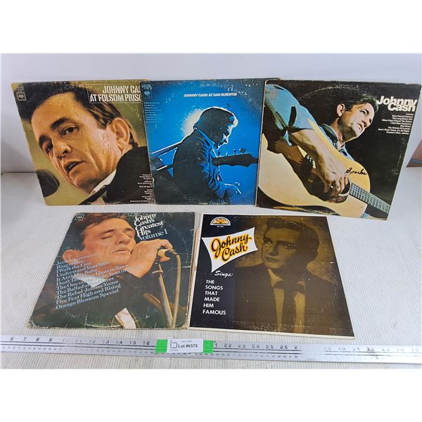 (5) Vintage Johnny Cash Vinyl Records