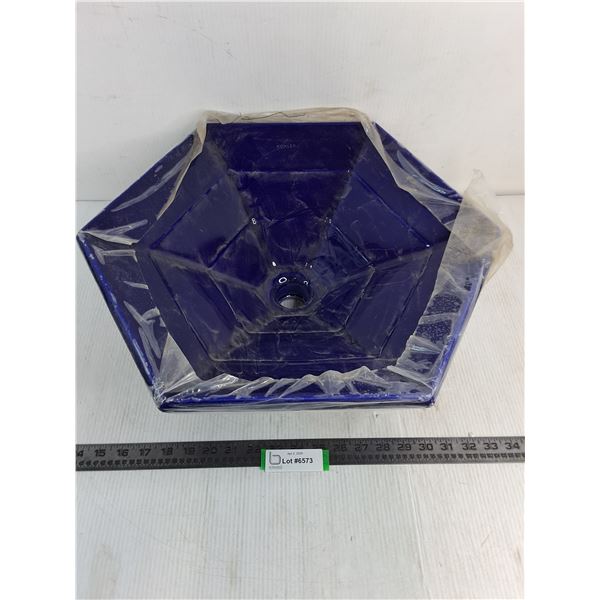 New Kohler Porcelain Dark Blue Hexagon Sink - 19.5" Widest x 6" High - Cannot Ship