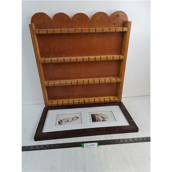 Custom 22" x 24" Wooden Souvenir Spoon Holder, Framed Baby Pictures - 22" x 11" - PICK UP