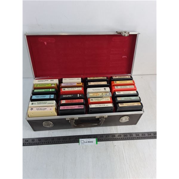 (24) Mostly Country 8-Track Cassettes w/Storage Tote