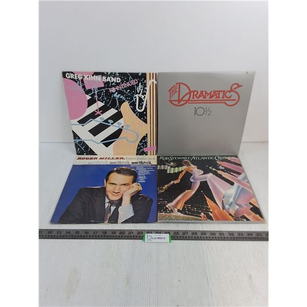 (4) LP Records (Rod Stewart, Roger Miller, Greg Kihn, The Dramatic)