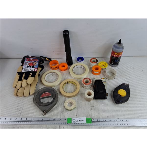 Stormin Norman Gloves - Size L, Assorted Tapes, Bushnell Flashlight, Chalkline, Cell Phone Holder
