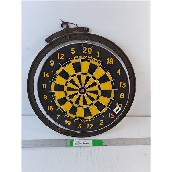 Vintage Milbro Reversible Dartboard 14"