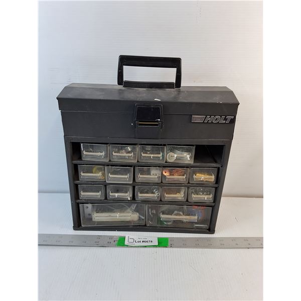 Holt Metal Storage Case with Drawers 12" x 5.75" x 11.75" & Contents - PICK UP