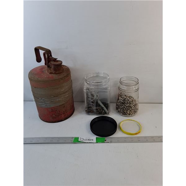 Vintage Metal Safety Gas Can 12", Springs & Tacks - PICK UP