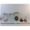 Image 1 : (3) Glass Jars up to 10", Bowling Trophy & Expo Centre Paperweight
