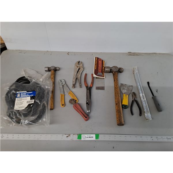 Ball Peen Hammer 15.25", Polyethylene Split Loom, Wire Strippers, Misc.