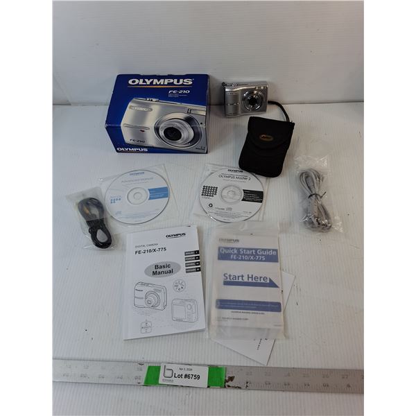 Olympus FE-210 Digital Camera, Case & Accessories- As Is