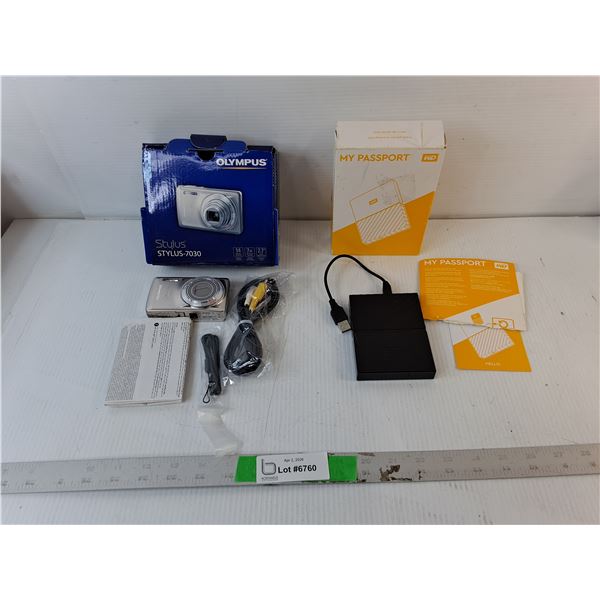 Olympus Digital Camera- As Is & My Passport Portable External Hard Drive