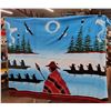 Image 2 : Double Sided Indigenous Style Throw Blanket Approx. 112" x 80"
