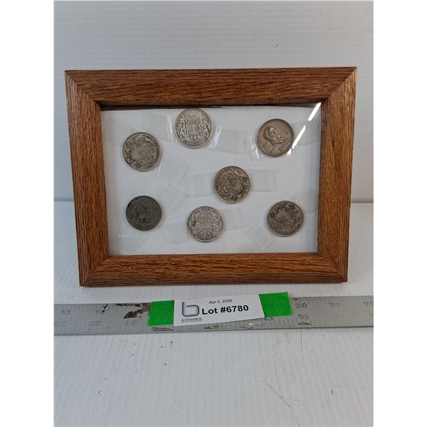 Framed Vintage Coins 8.5" x 6.5"- Canada & Mexico