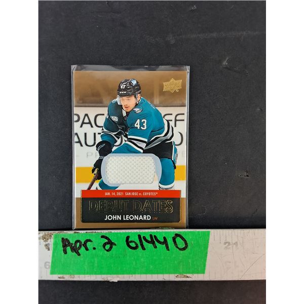 John Leonard Upper Deck Jersey Card- Cannot Authenticate