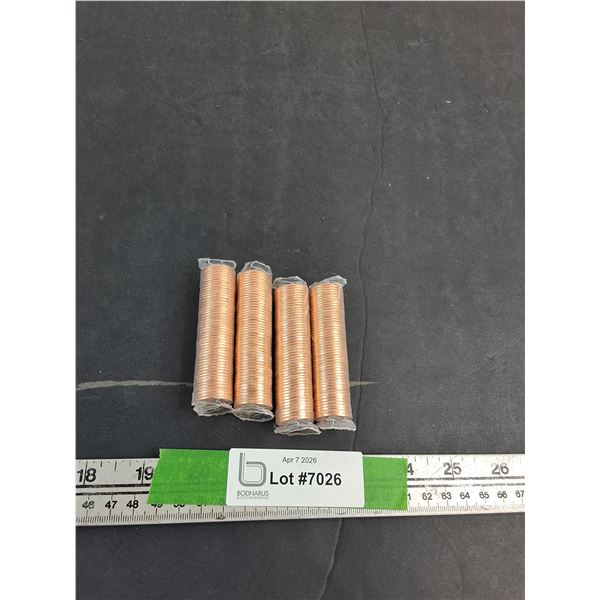 (4) Rolls Of Canadian Pennies ( as is)