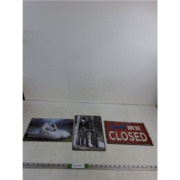 (3) Vintage Novelty Signs 12"x8" ( as is)