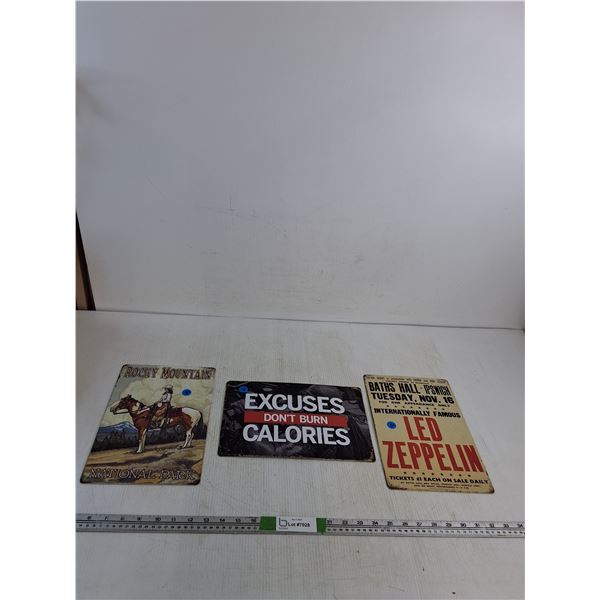 (3)Novelty Signs 12"x8" ( as is)