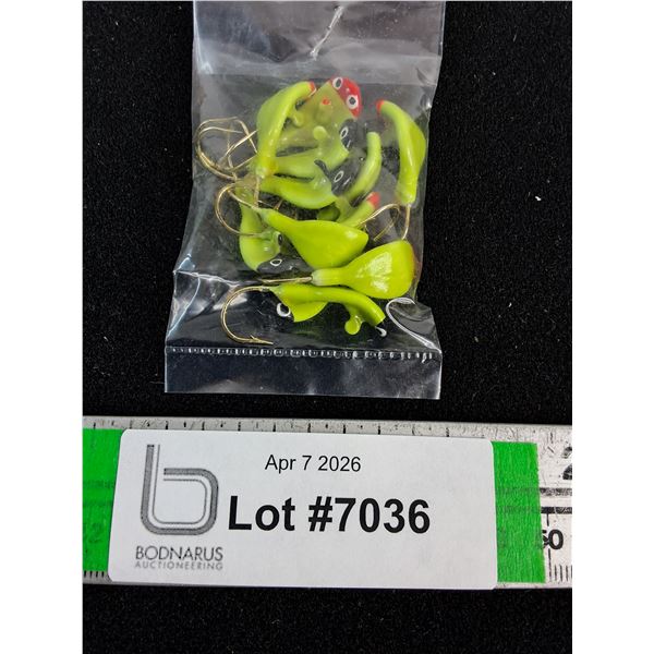 (10) Custom Handmade Smaller Bright Green Wobble Jigs-Glo in the Dark-Double Coated