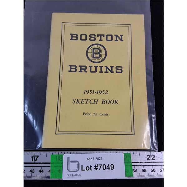 Vintage 1951-52 Boston Bruins Sketch Book