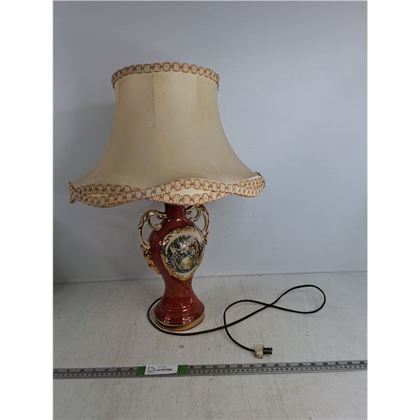 Vintage Ceramic Victorian Themed Lamp Approx 23"Works - PICK UP ONLY