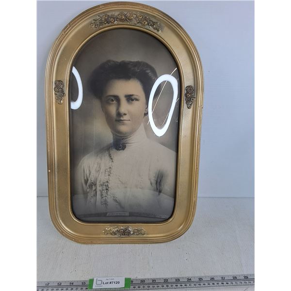 Framed Victorian Style Black & White Picture Of A Woman