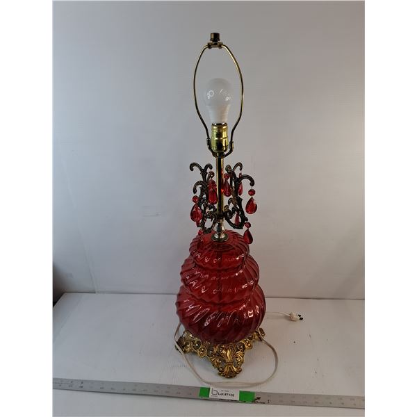 Glass Lamp with Prisms 29" Tall- Powers On, Cannot Ship