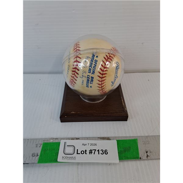 Fergie Jenkins Autographed Rawlings Baseball with Stand- Cannot Authenticate